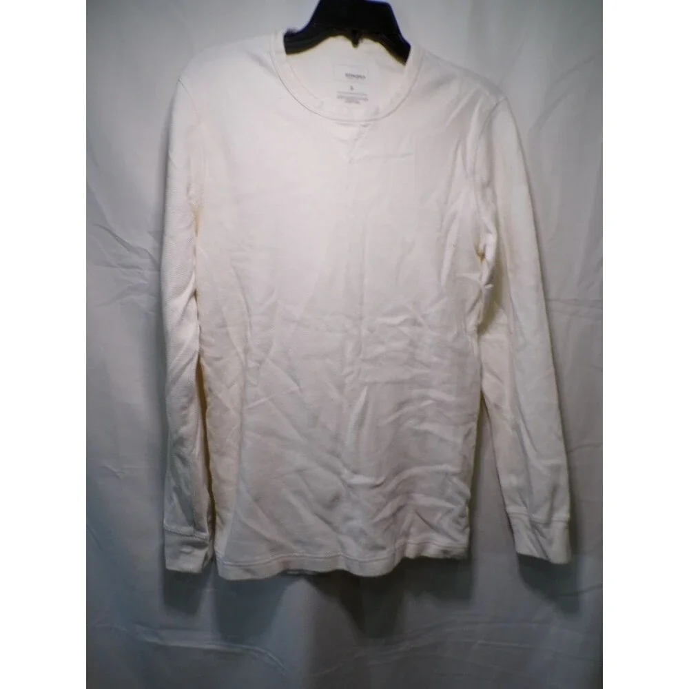 Sonoma Men's S Waffle Thermal Long Sleeve Undershirt Ivory Crewneck